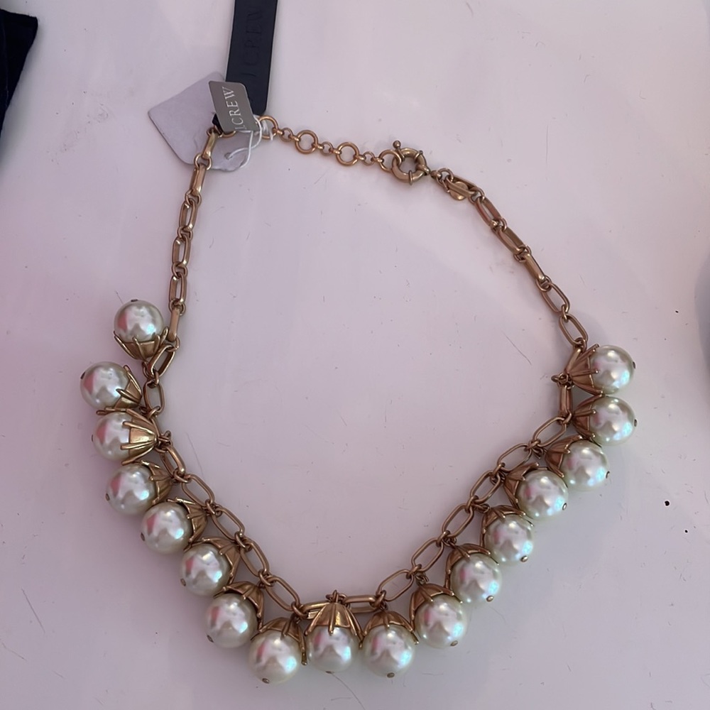 NWT jcrew pearl necklace with gold